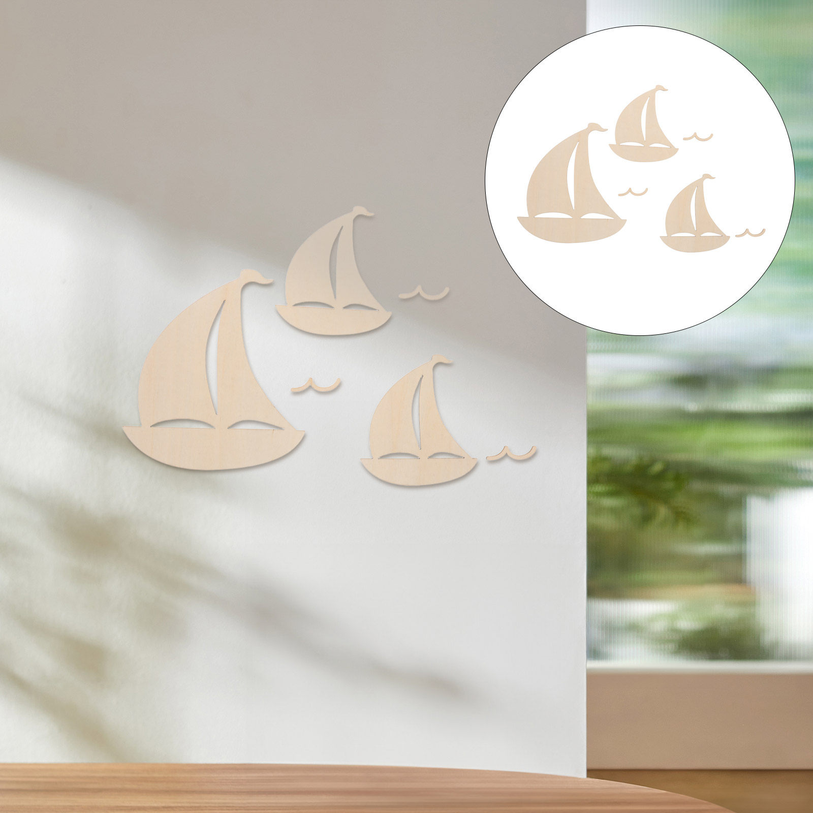 Art And Craft For Nursery - 6Pcs Wooden Sailboat Decor for Room