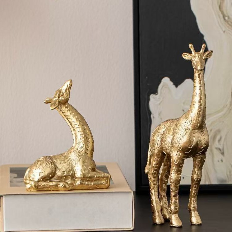 Art Craft Cafe - 2pcs/set Giraffe Ornament, Golden Statue Art