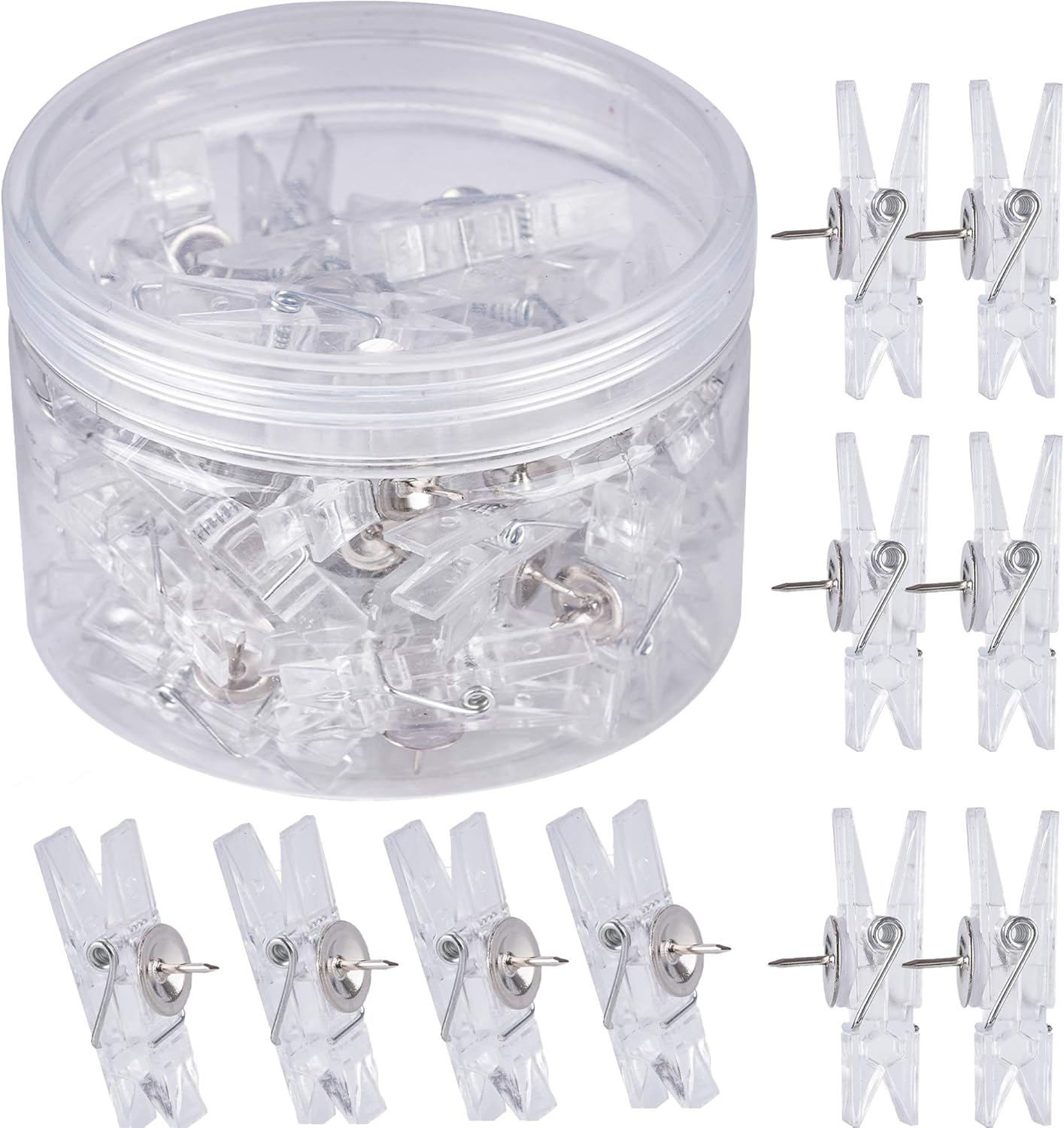 Art Craft Board - 60Pcs Clear Decorative Push Pin Clips