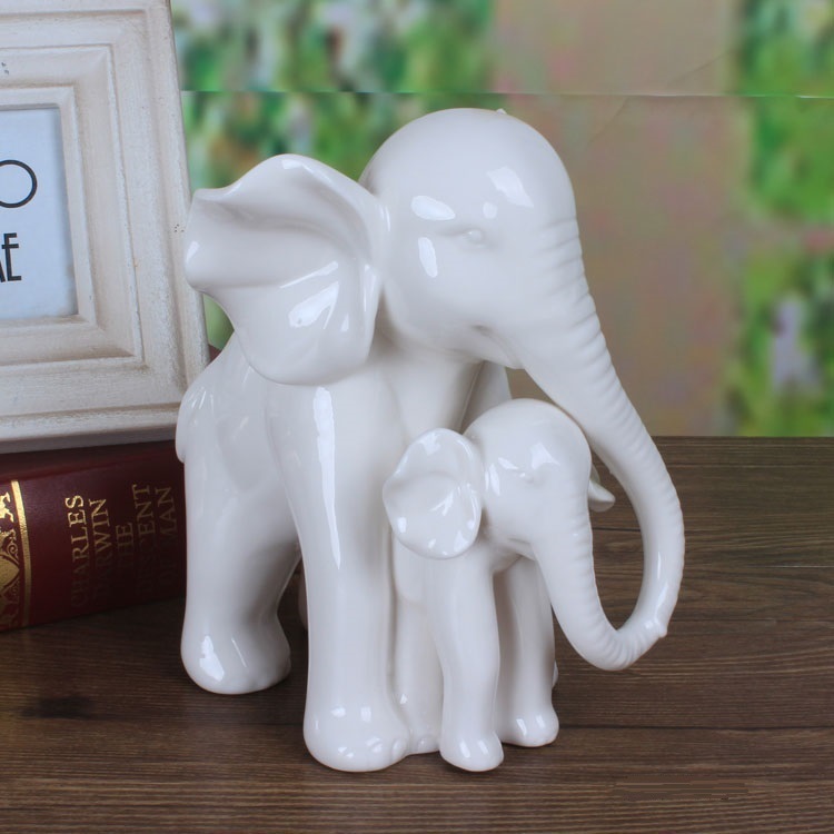 Art And Craft For Mother'S Day - Touching White Jade Porcelain Elephant Mother