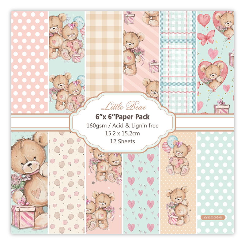 Art Craft Background - 12 Sheets little bear Scrapbooking Pads