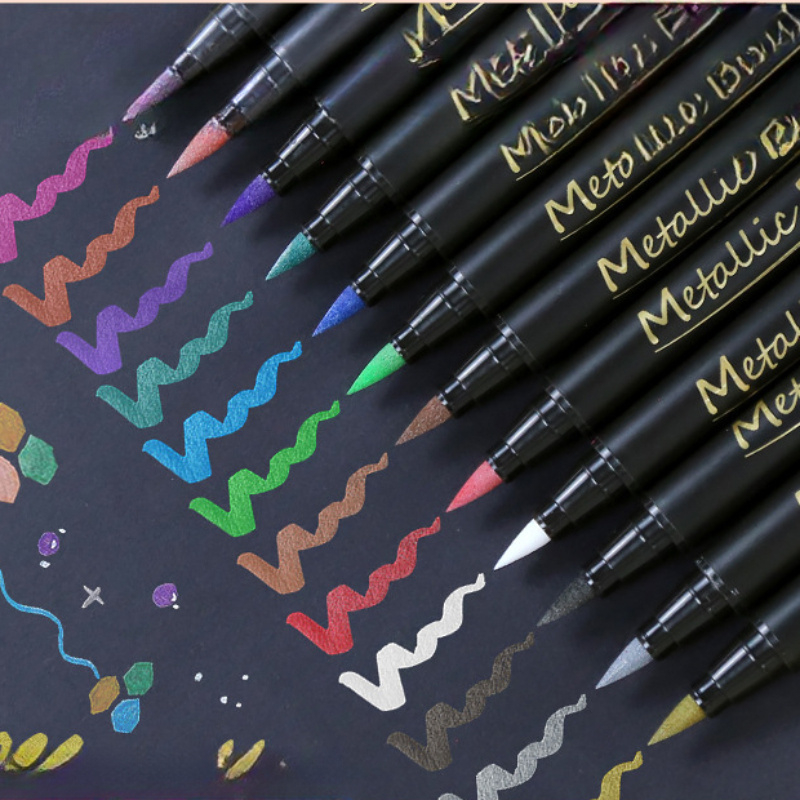 Art And Craft For Mother'S Day - 10pcs Metallic Glitter Markers Pens, Dual