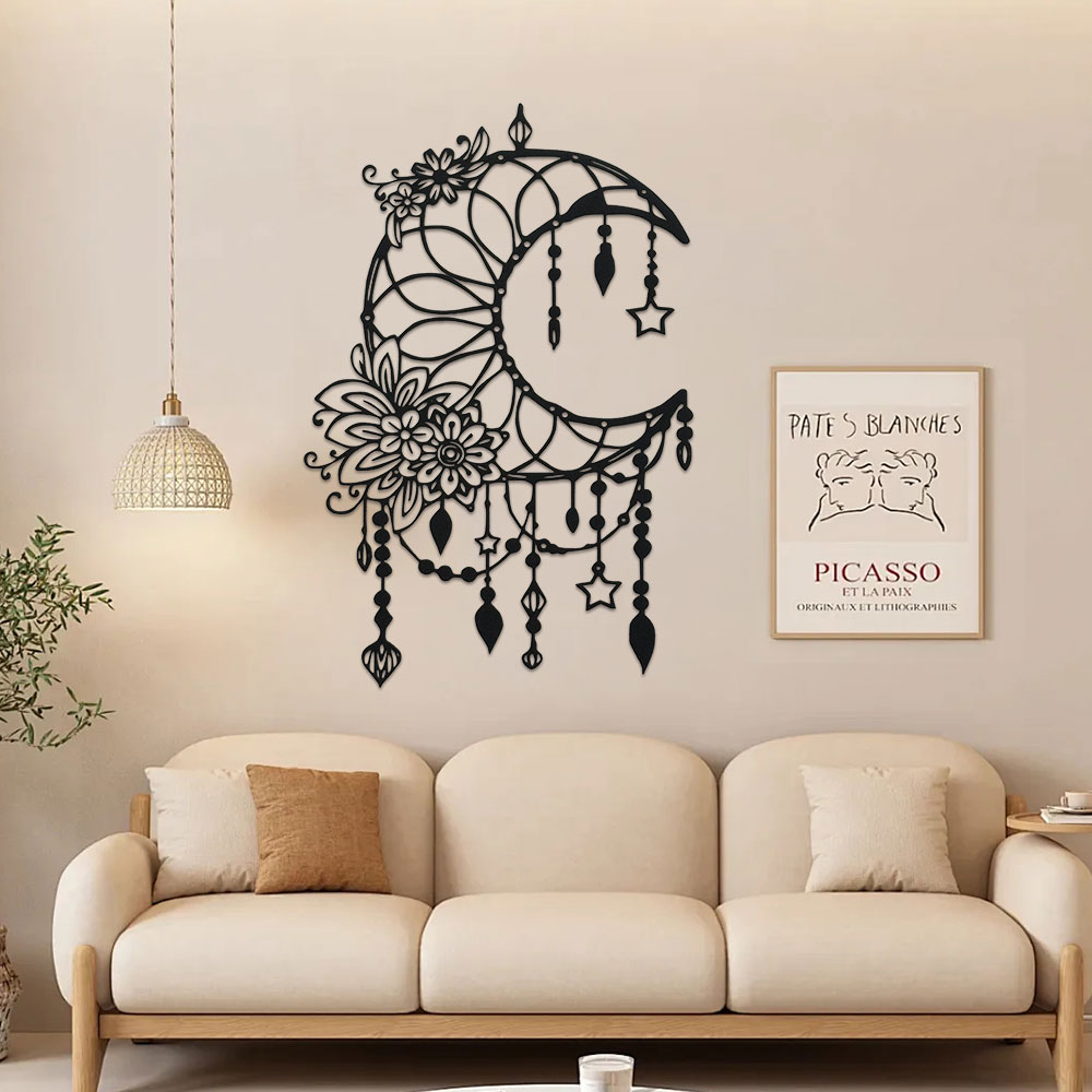 Art Craft Cafe - Elegant Gothic Moon & Flower Wall