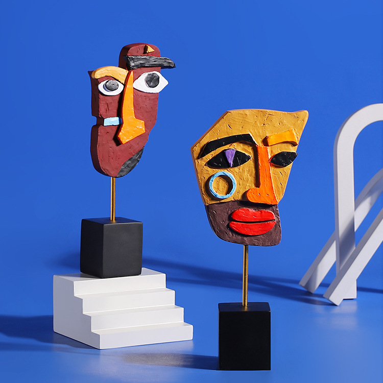 Art Craft Cafe - Abstract Face Colorful Twisted Statue Modern