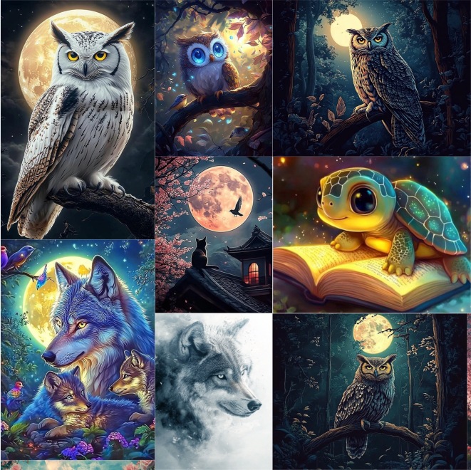 Art Craft Night - Night Owl with Full Moon Diamond