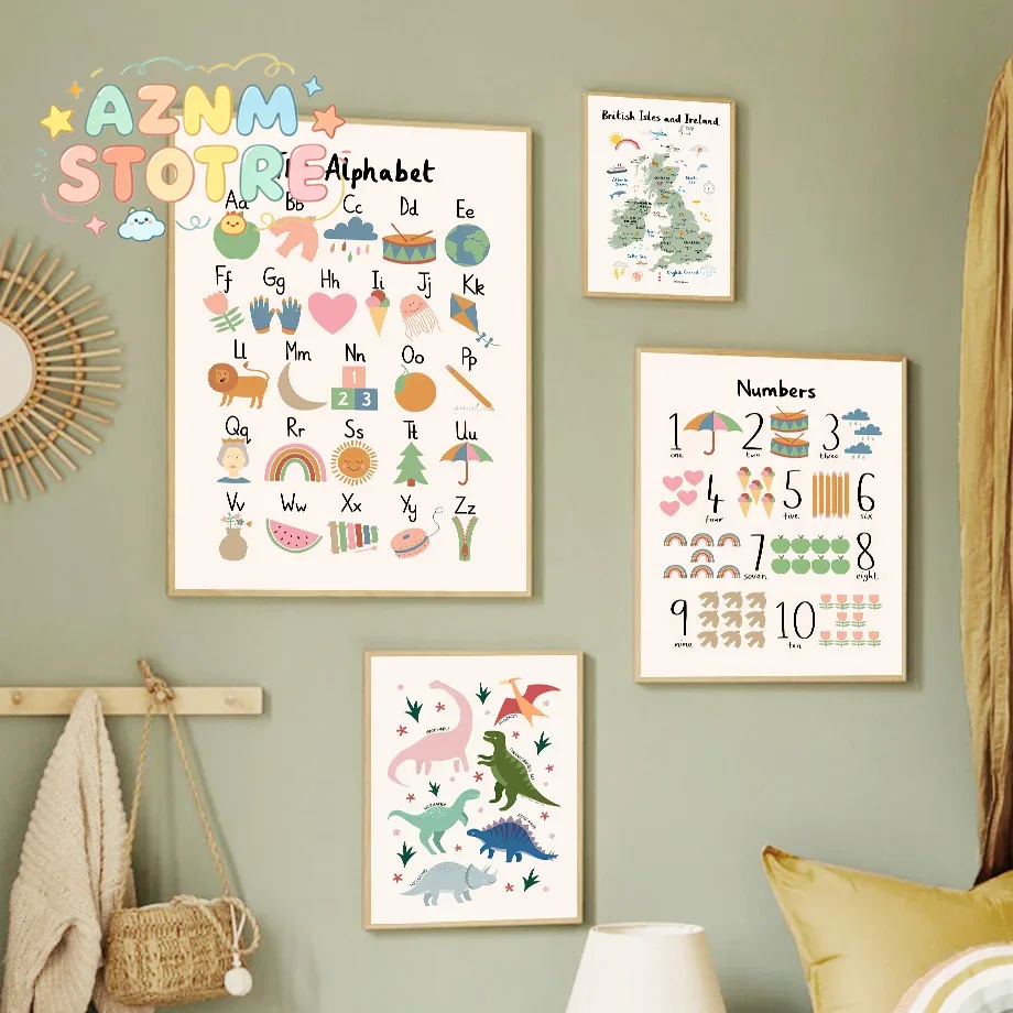Art Craft Dinosaur - Animal World Map Dinosaur Alphabet Number