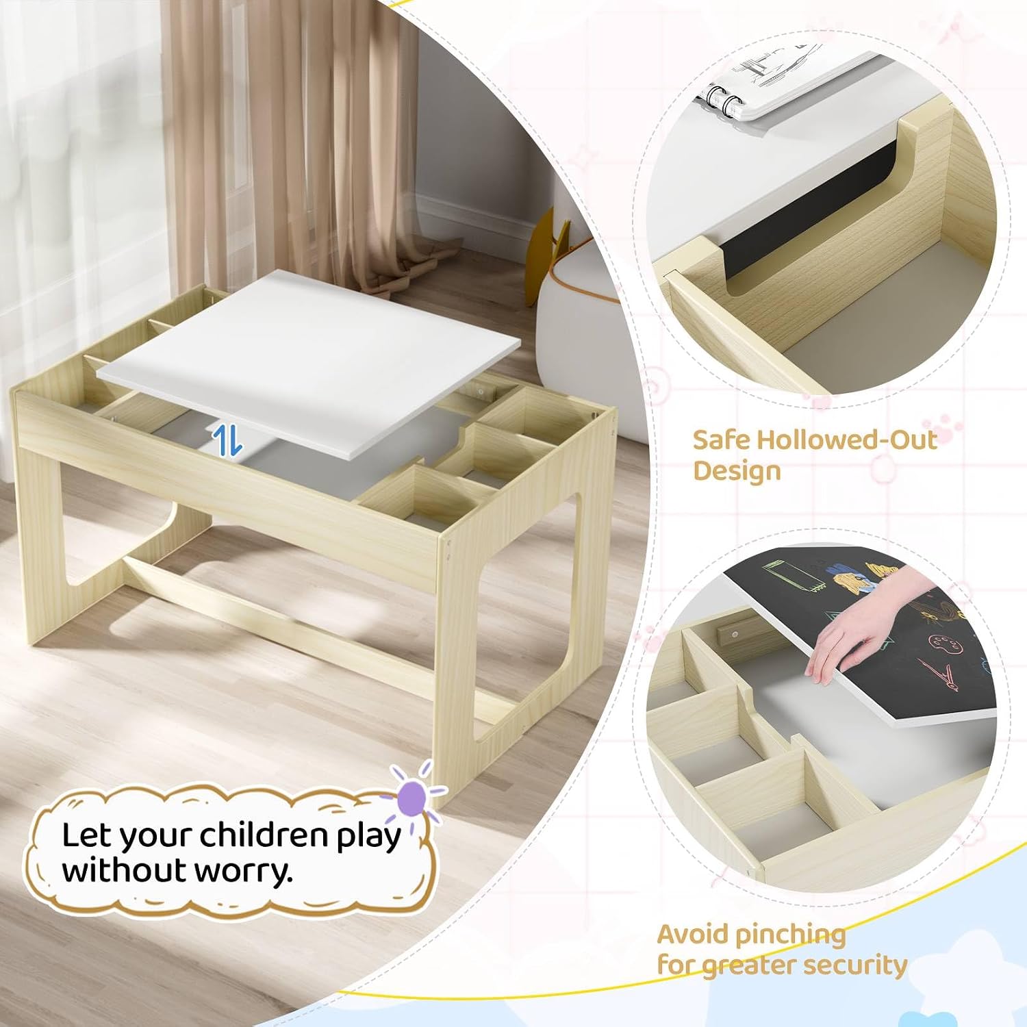 3 in 1 Kids Art Table and Chai - Art And Craft For Nursery review and price