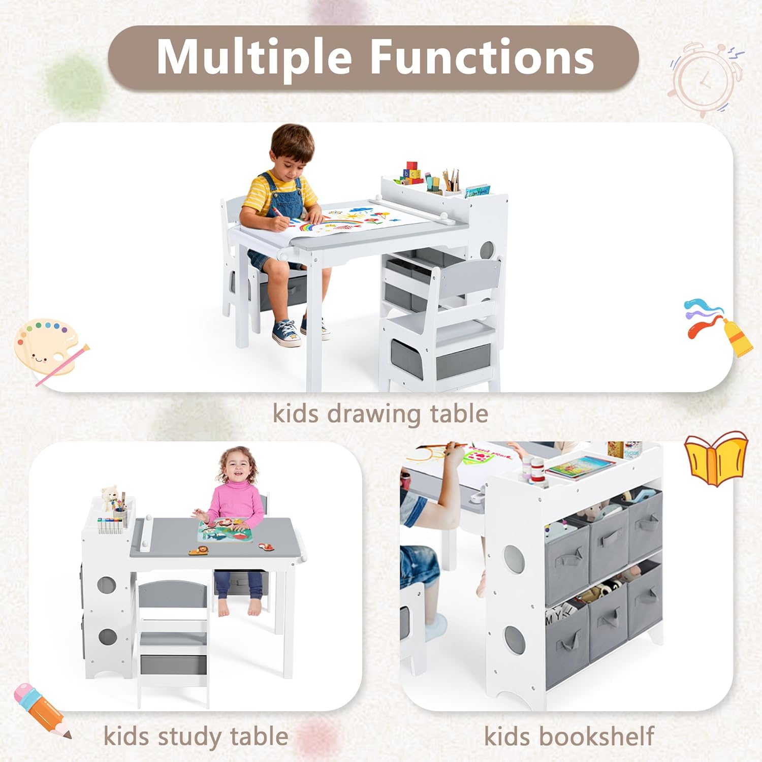 Kids Art Table & Chair Set, Wo - Art And Craft For Nursery review and price