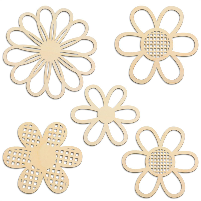5pcs Wooden Flower Wall Decor  - Art And Craft For Nursery review and price