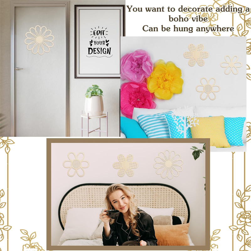 5pcs Wooden Flower Wall Decor  - Art And Craft For Nursery review and price