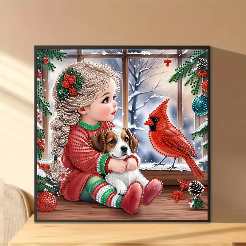 Winter Girl and Dog Diamond Pa - Art Craft Girl review and price
