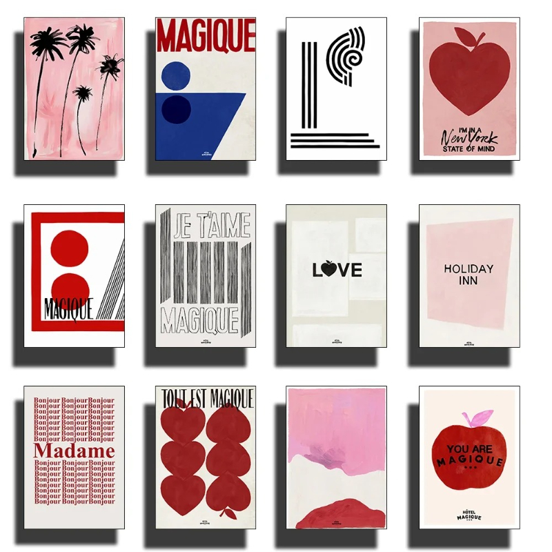 Modern Nordic Retro Art Red Lo - Art Craft Love review and price